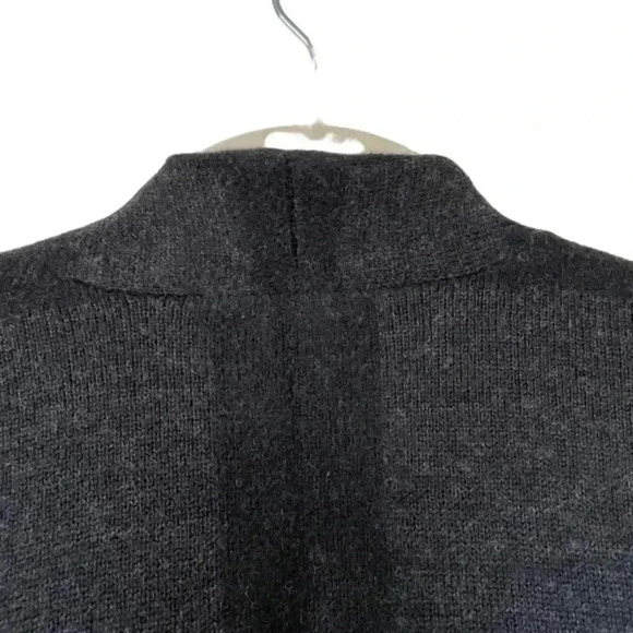 Eileen Fisher Dark Gray Knit Cardigan Sweater Size Small Open Front Windowpane - Picture 8 of 9